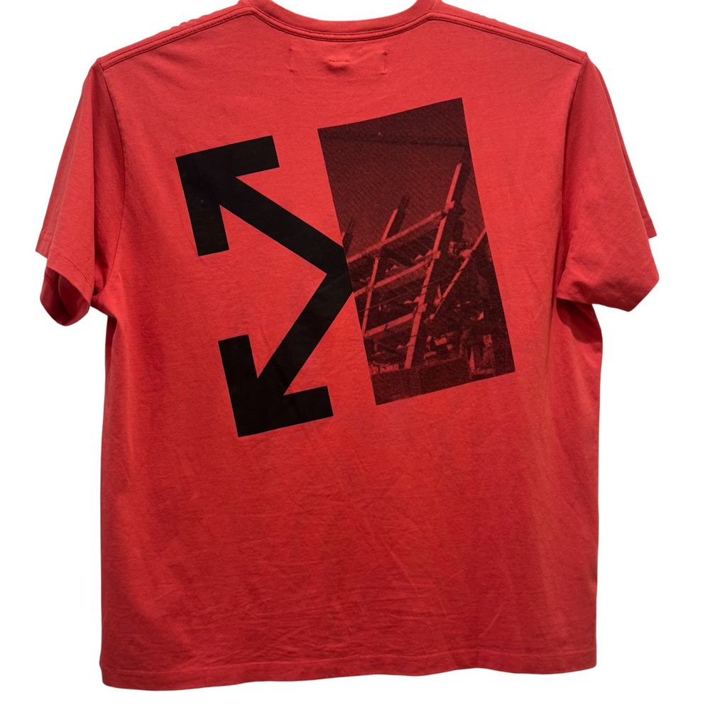 Off-White Graphic T-Shirt Mens Medium Red Arrows Logo OMAA038E19185010 Read